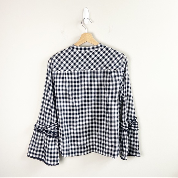 J. Crew Gingham Bell Sleeve Long Sleeve Blouse - Picture 6 of 6